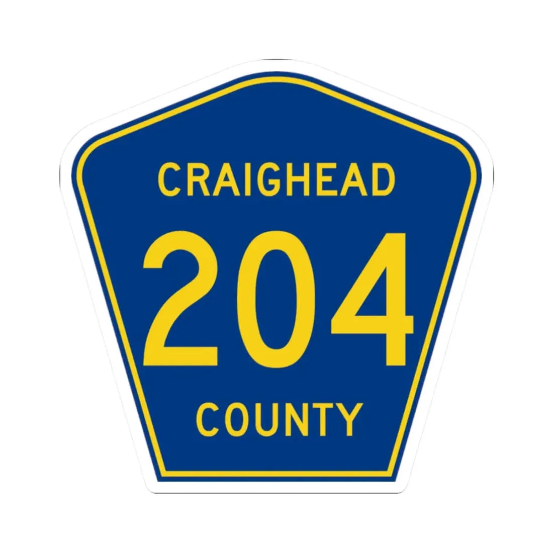 Craighead County Route 204 AR (Arkansas) (Road Sign) STICKER Vinyl Kiss-Cut Decal 2 Inch White - The Sticker Space