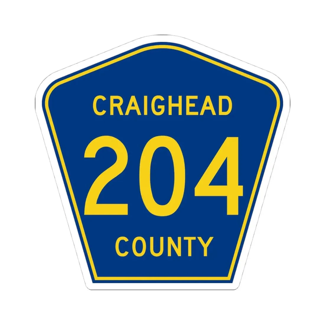 Craighead County Route 204 AR (Arkansas) (Road Sign) STICKER Vinyl Kiss-Cut Decal 4 Inch White - The Sticker Space