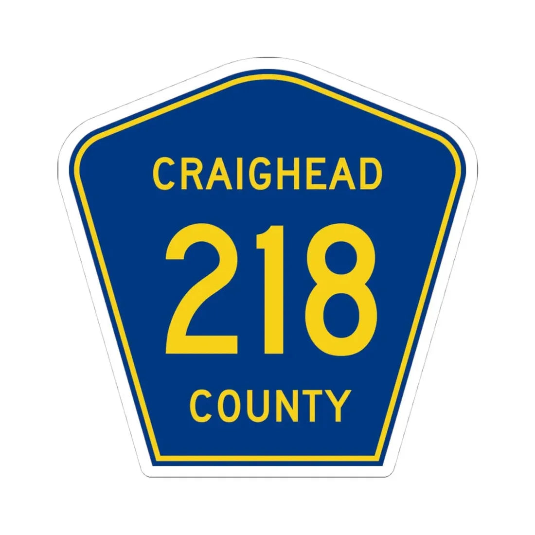 Craighead County Route 218 AR (Arkansas) (Road Sign) STICKER Vinyl Kiss-Cut Decal 4 Inch White - The Sticker Space