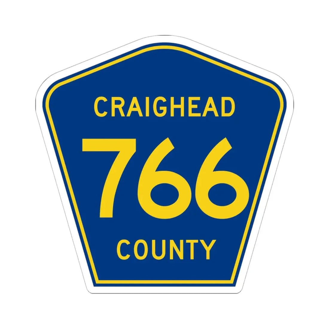 Craighead County Route 766 AR (Arkansas) (Road Sign) STICKER Vinyl Kiss-Cut Decal 6 Inch White - The Sticker Space