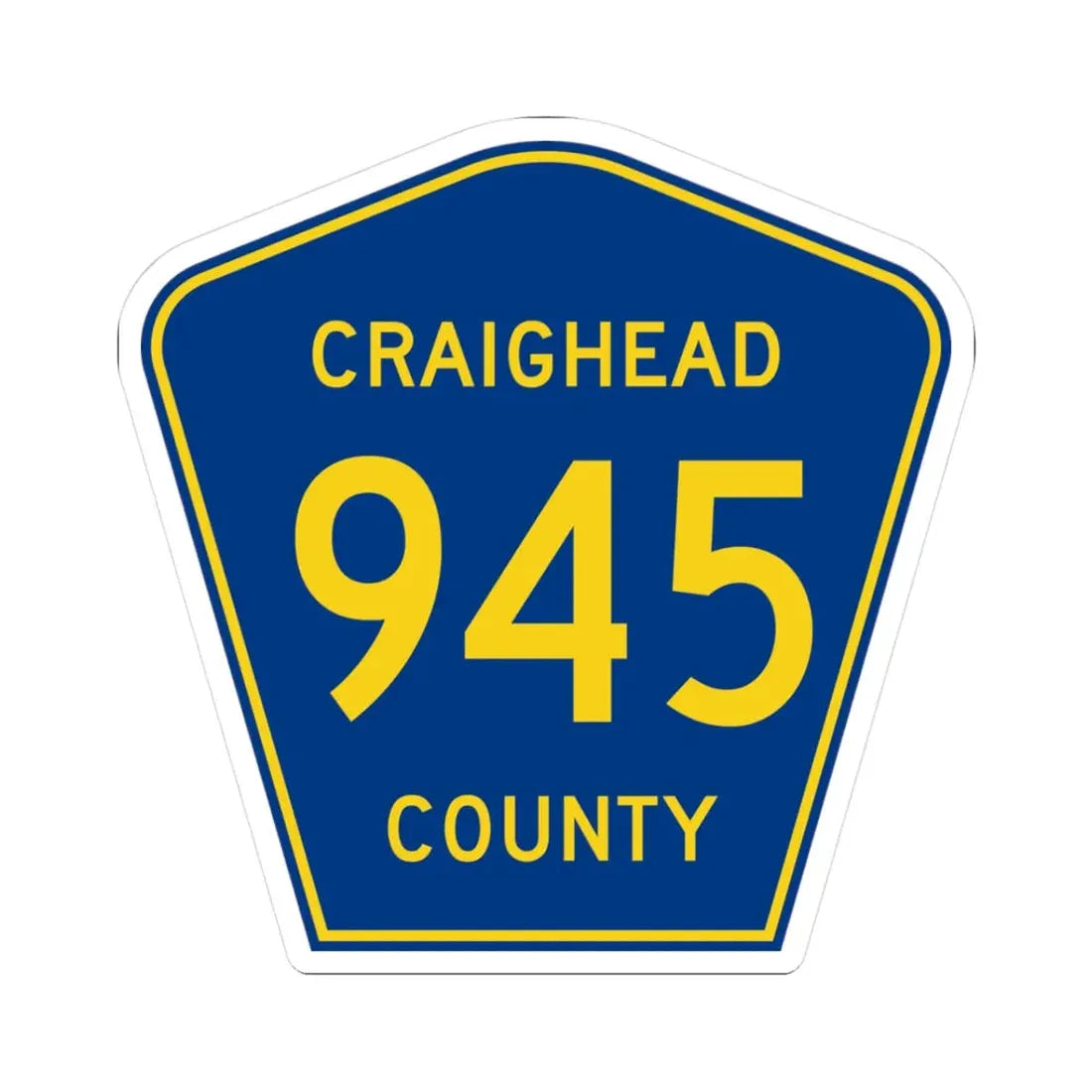 Craighead County Route 945 AR (Arkansas) (Road Sign) STICKER Vinyl Kiss-Cut Decal 3 Inch White - The Sticker Space