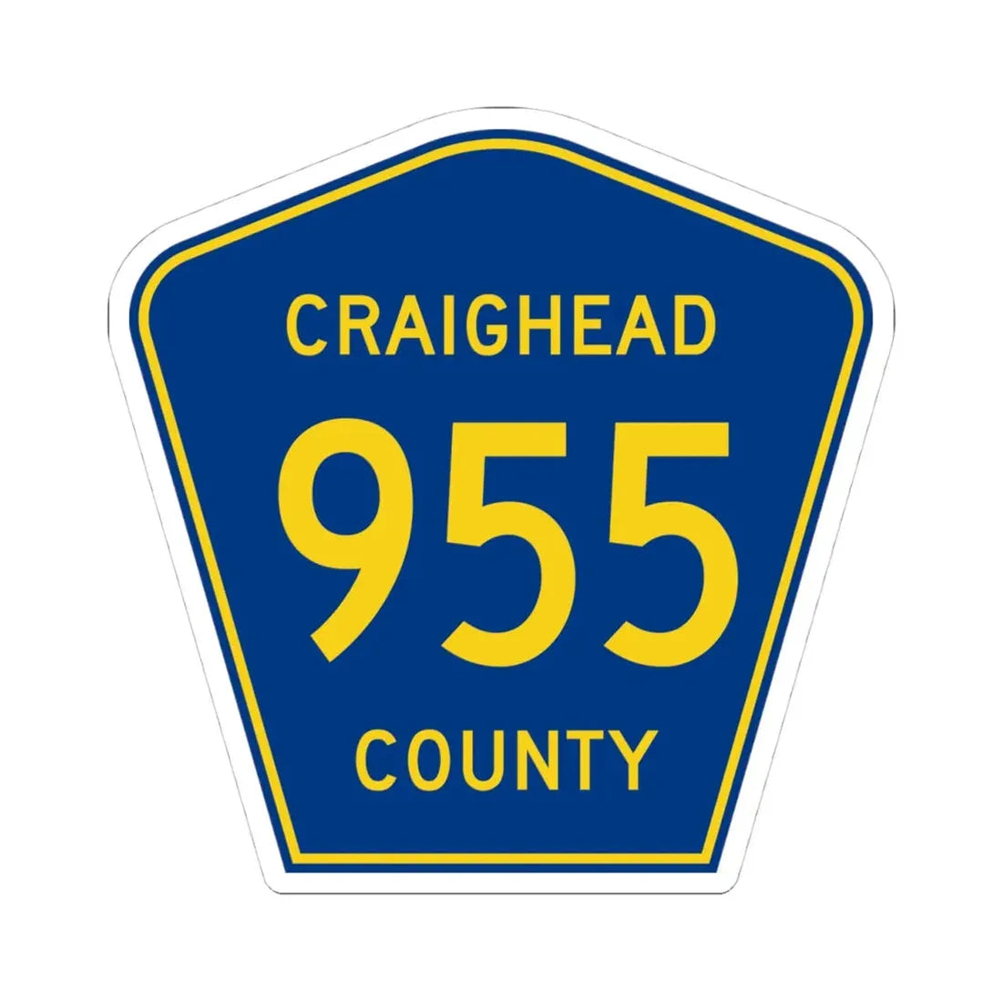 Craighead County Route 955 AR (Arkansas) (Road Sign) STICKER Vinyl Kiss-Cut Decal 4 Inch White - The Sticker Space