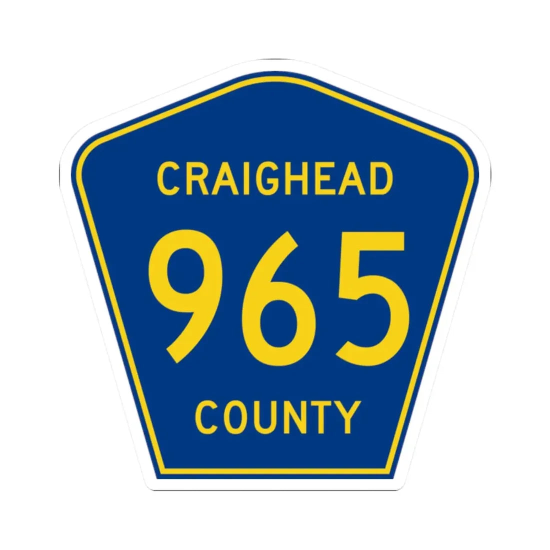 Craighead County Route 965 AR (Arkansas) (Road Sign) STICKER Vinyl Kiss-Cut Decal 2 Inch White - The Sticker Space
