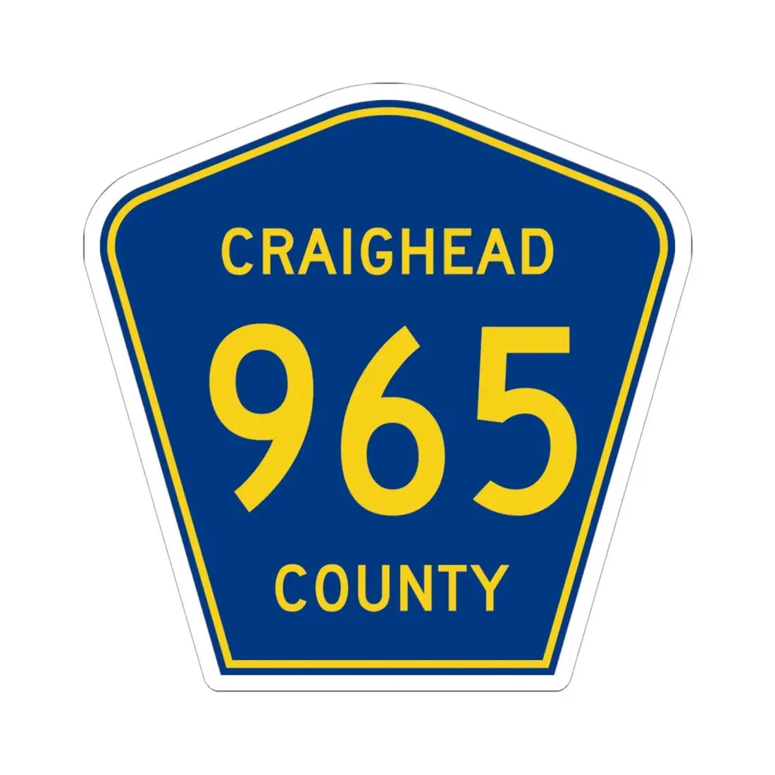 Craighead County Route 965 AR (Arkansas) (Road Sign) STICKER Vinyl Kiss-Cut Decal 6 Inch White - The Sticker Space
