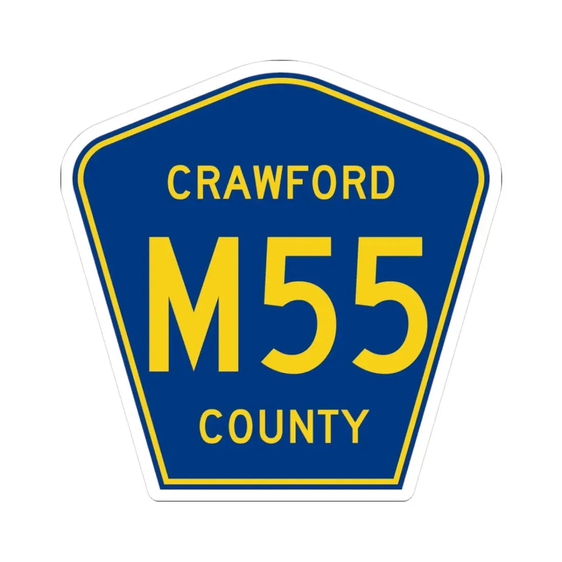 Crawford County Route M55 IA (Iowa) (Road Sign) STICKER Vinyl Kiss-Cut Decal 3 Inch White - The Sticker Space