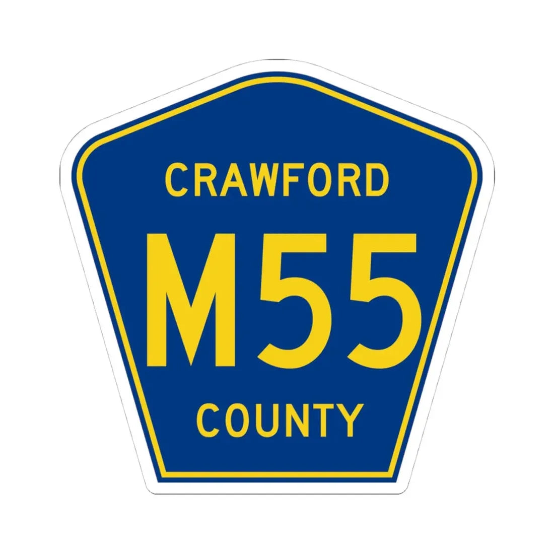 Crawford County Route M55 IA (Iowa) (Road Sign) STICKER Vinyl Kiss-Cut Decal 4 Inch White - The Sticker Space