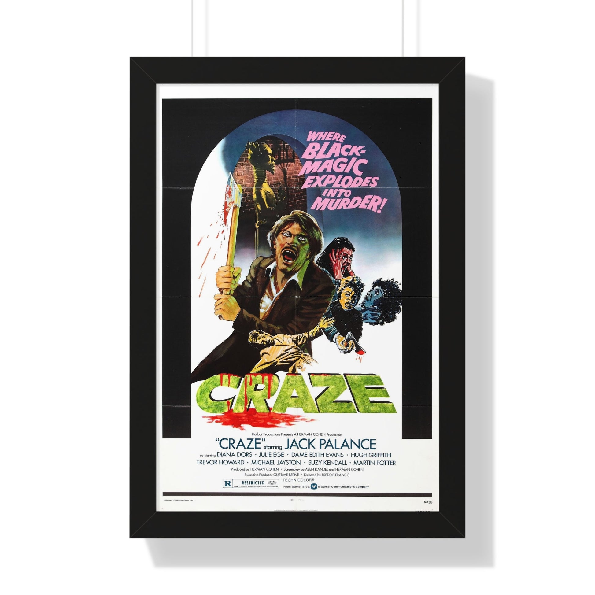 CRAZE 1974 - Framed Movie Poster-16″ x 24″-The Sticker Space