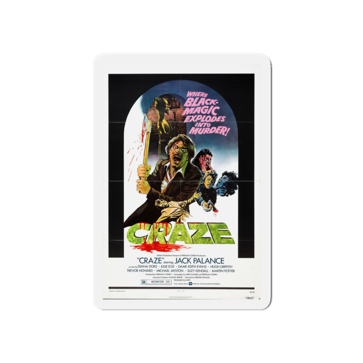 CRAZE 1974 Movie Poster - Die-Cut Magnet-6 × 6"-The Sticker Space