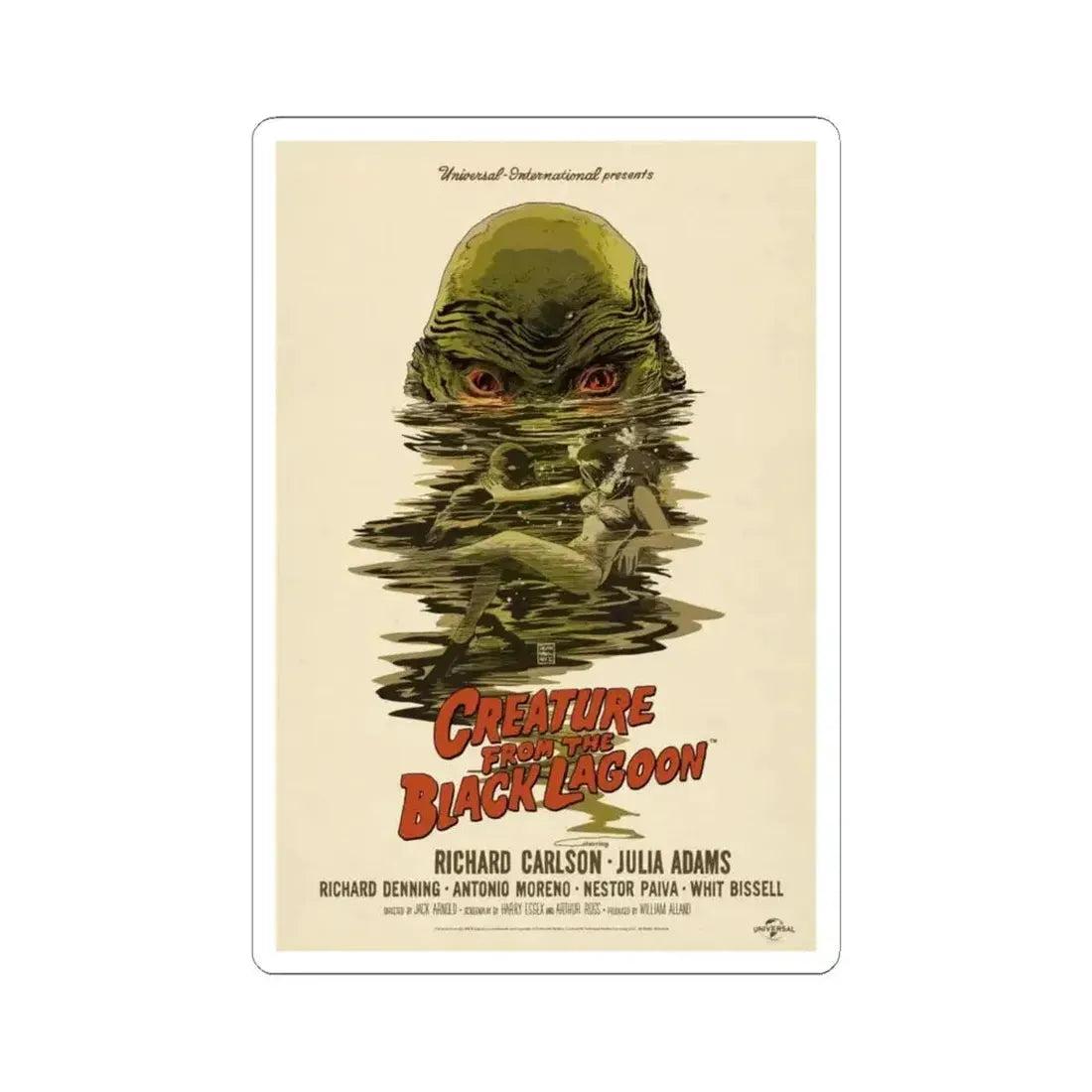 CREATURE FROM THE BLACK LAGOON (10) 1954 Movie Poster - STICKER Vinyl Kiss-Cut Decal 6 Inch White - The Sticker Space