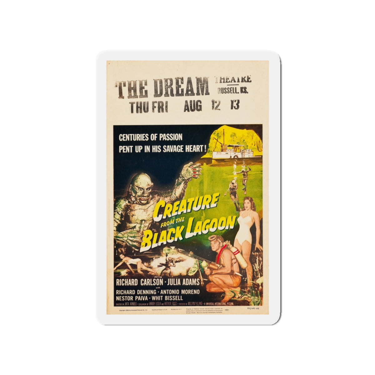 CREATURE FROM THE BLACK LAGOON (11) 1954 Movie Poster - Die-Cut Magnet-3" x 3"-The Sticker Space