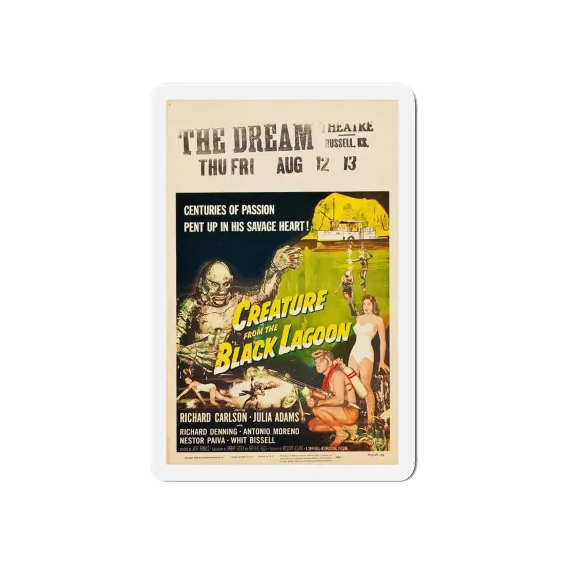 CREATURE FROM THE BLACK LAGOON (11) 1954 Movie Poster - Refrigerator Magnet 6 Inch - The Sticker Space
