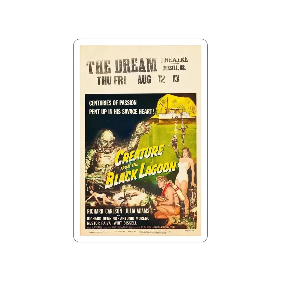 CREATURE FROM THE BLACK LAGOON (11) 1954 Movie Poster STICKER Vinyl Die-Cut Decal 5 Inch - The Sticker Space