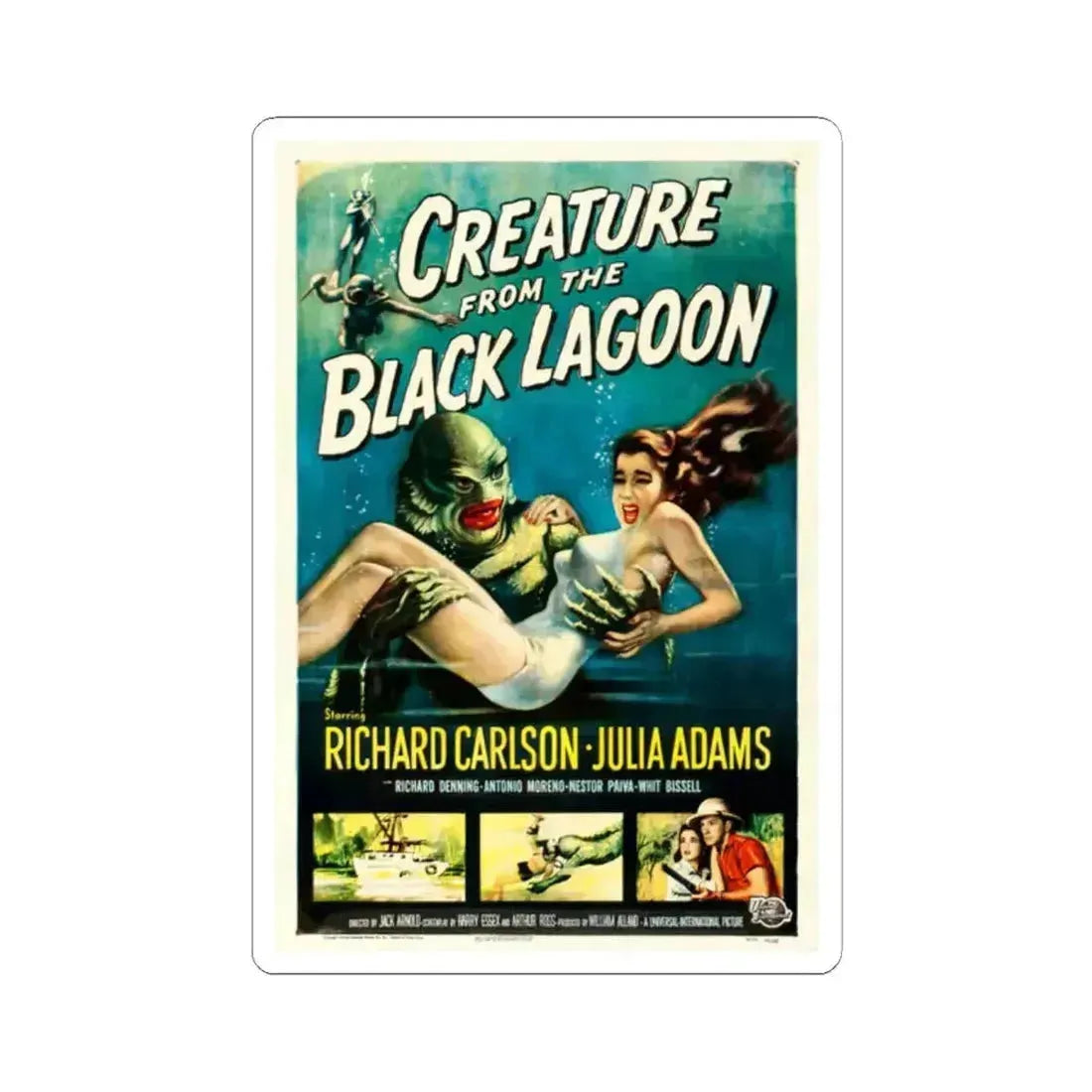 Creature from the Black Lagoon 1954 Movie Poster - STICKER Vinyl Kiss-Cut Decal 2 Inch White - The Sticker Space