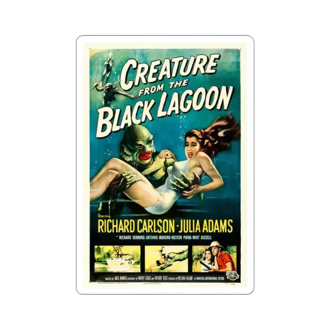 Creature from the Black Lagoon 1954 Movie Poster - STICKER Vinyl Kiss-Cut Decal 3 Inch White - The Sticker Space