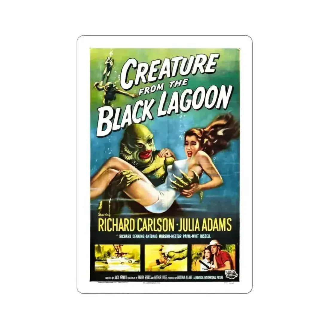 CREATURE FROM THE BLACK LAGOON 1954 Movie Poster - STICKER Vinyl Kiss-Cut Decal 6 Inch White - The Sticker Space