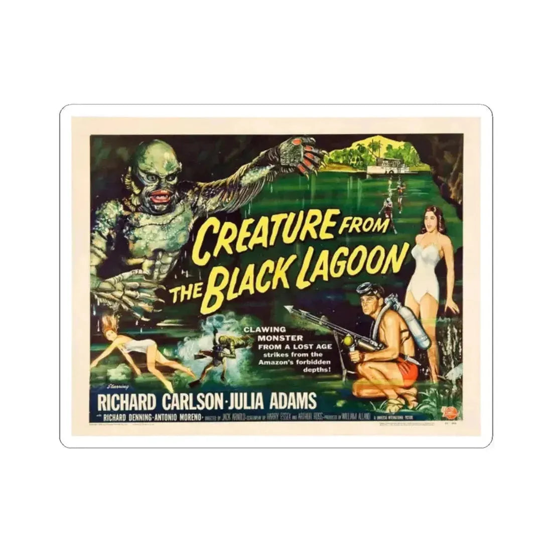 Creature from the Black Lagoon 1954 v2 Movie Poster - STICKER Vinyl Kiss-Cut Decal 2 Inch White - The Sticker Space