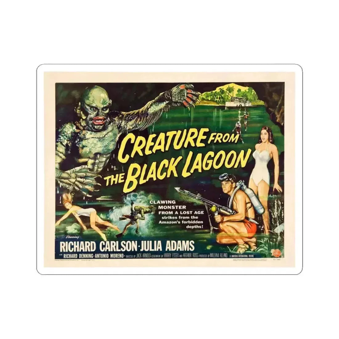 Creature from the Black Lagoon 1954 v2 Movie Poster - STICKER Vinyl Kiss-Cut Decal 6 Inch White - The Sticker Space