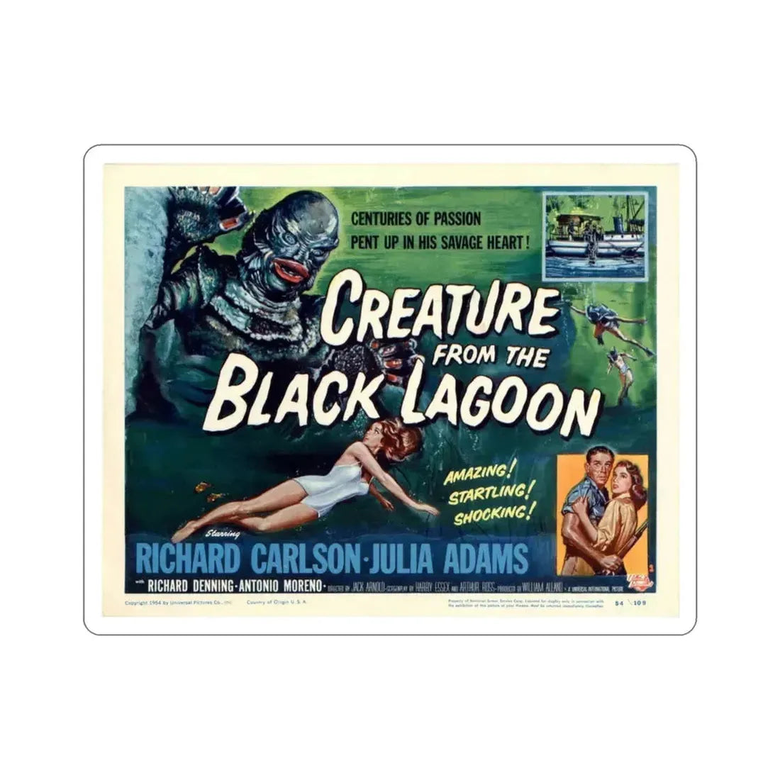 Creature from the Black Lagoon 1954 v3 Movie Poster STICKER Vinyl Die-Cut Decal 3 Inch - The Sticker Space