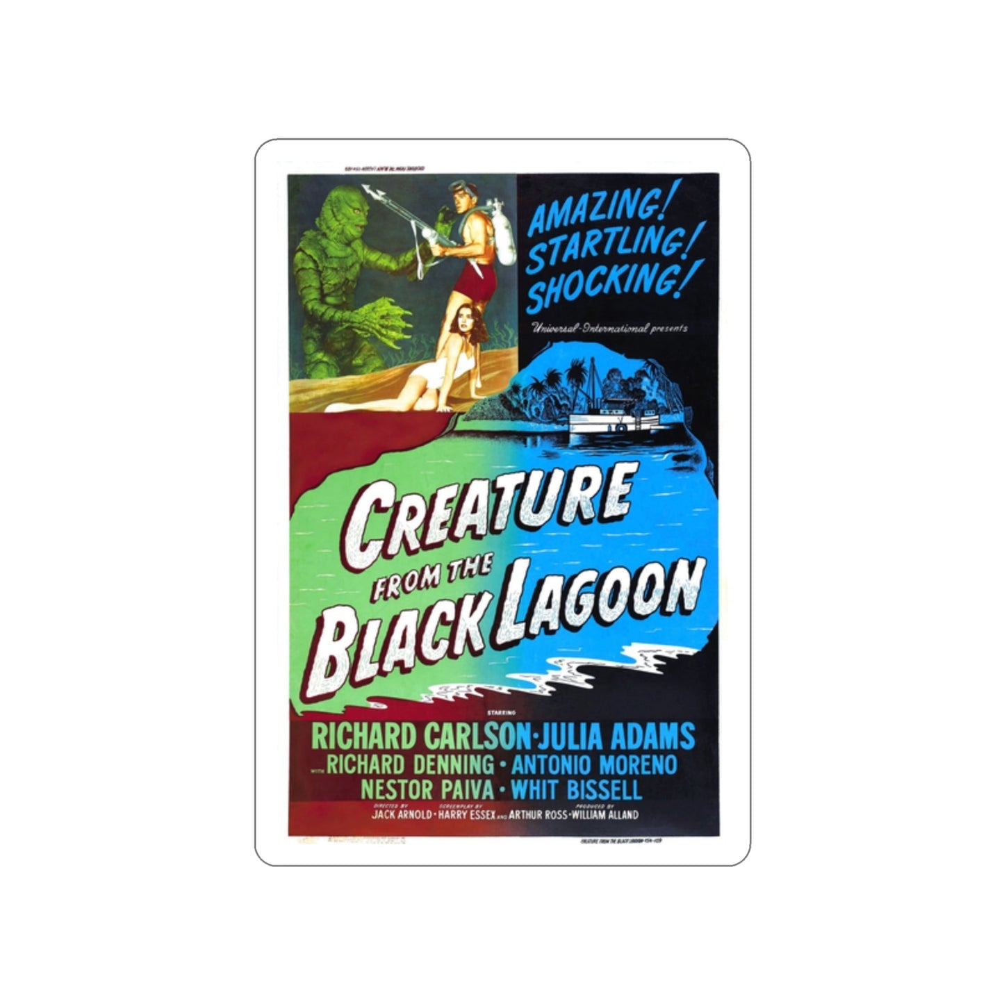 CREATURE FROM THE BLACK LAGOON (2) 1954 Movie Poster STICKER Vinyl Die-Cut Decal-2 Inch-The Sticker Space