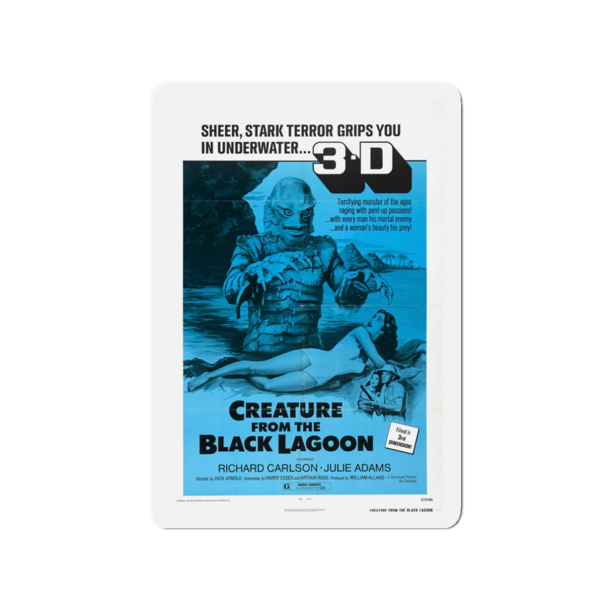 CREATURE FROM THE BLACK LAGOON (4) 1954 Movie Poster - Die-Cut Magnet-3" x 3"-The Sticker Space