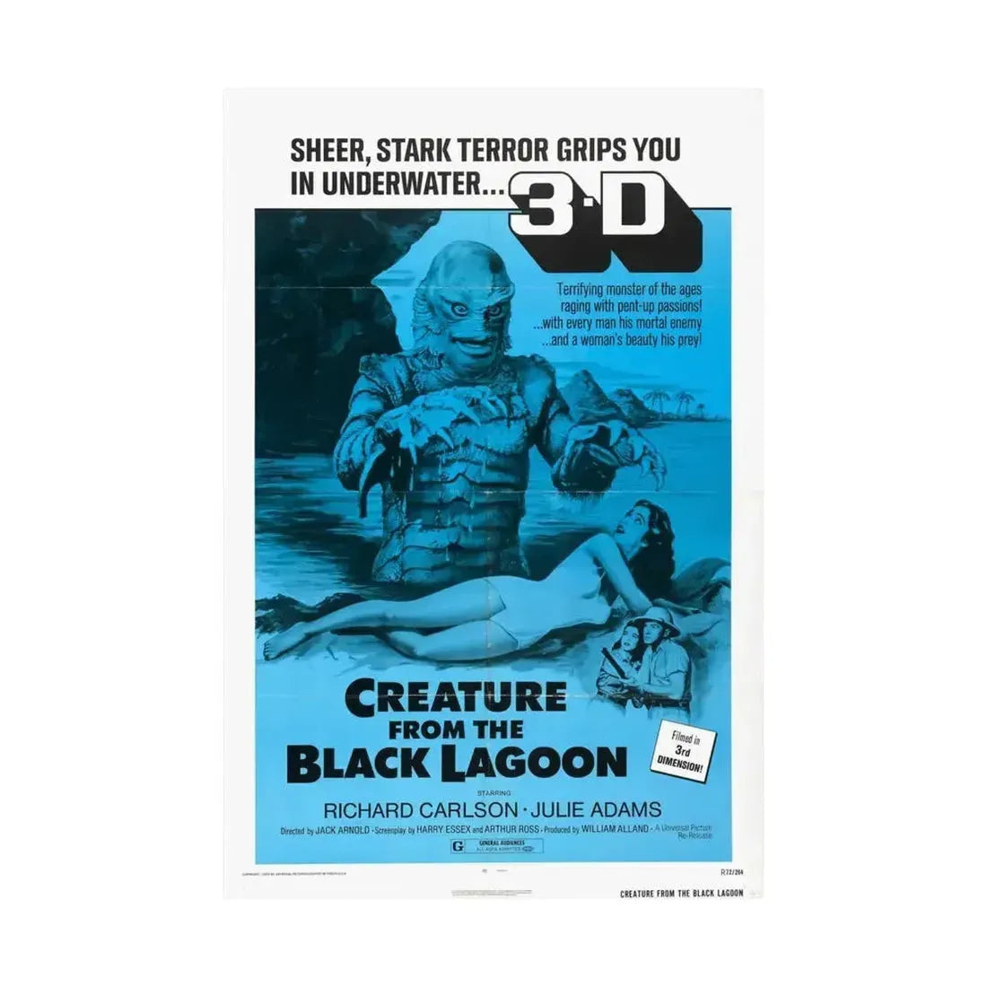 CREATURE FROM THE BLACK LAGOON (4) 1954 - Paper Movie Poster - The Sticker Space