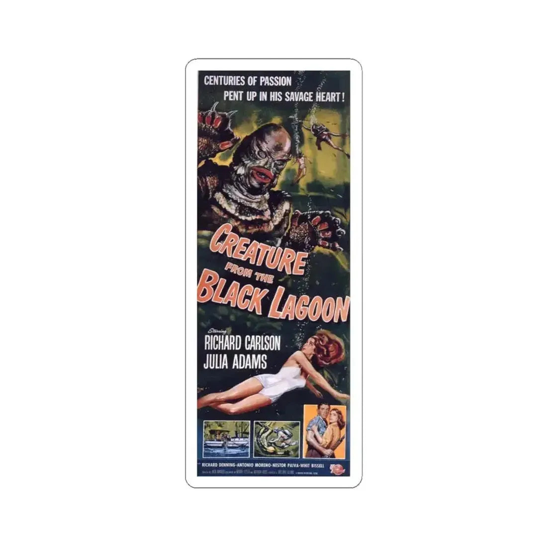 CREATURE FROM THE BLACK LAGOON (5) 1954 Movie Poster - STICKER Vinyl Kiss-Cut Decal 6 Inch White - The Sticker Space