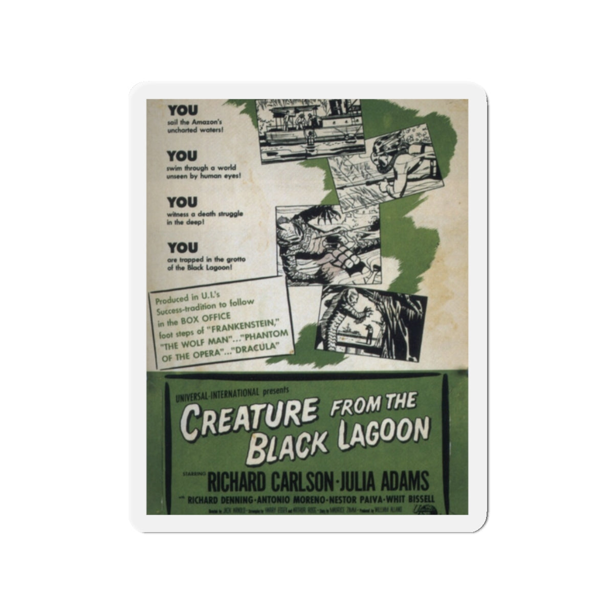 CREATURE FROM THE BLACK LAGOON (6) 1954 Movie Poster - Die-Cut Magnet-2" x 2"-The Sticker Space