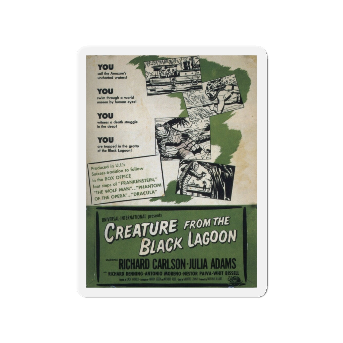 CREATURE FROM THE BLACK LAGOON (6) 1954 Movie Poster - Die-Cut Magnet-3" x 3"-The Sticker Space