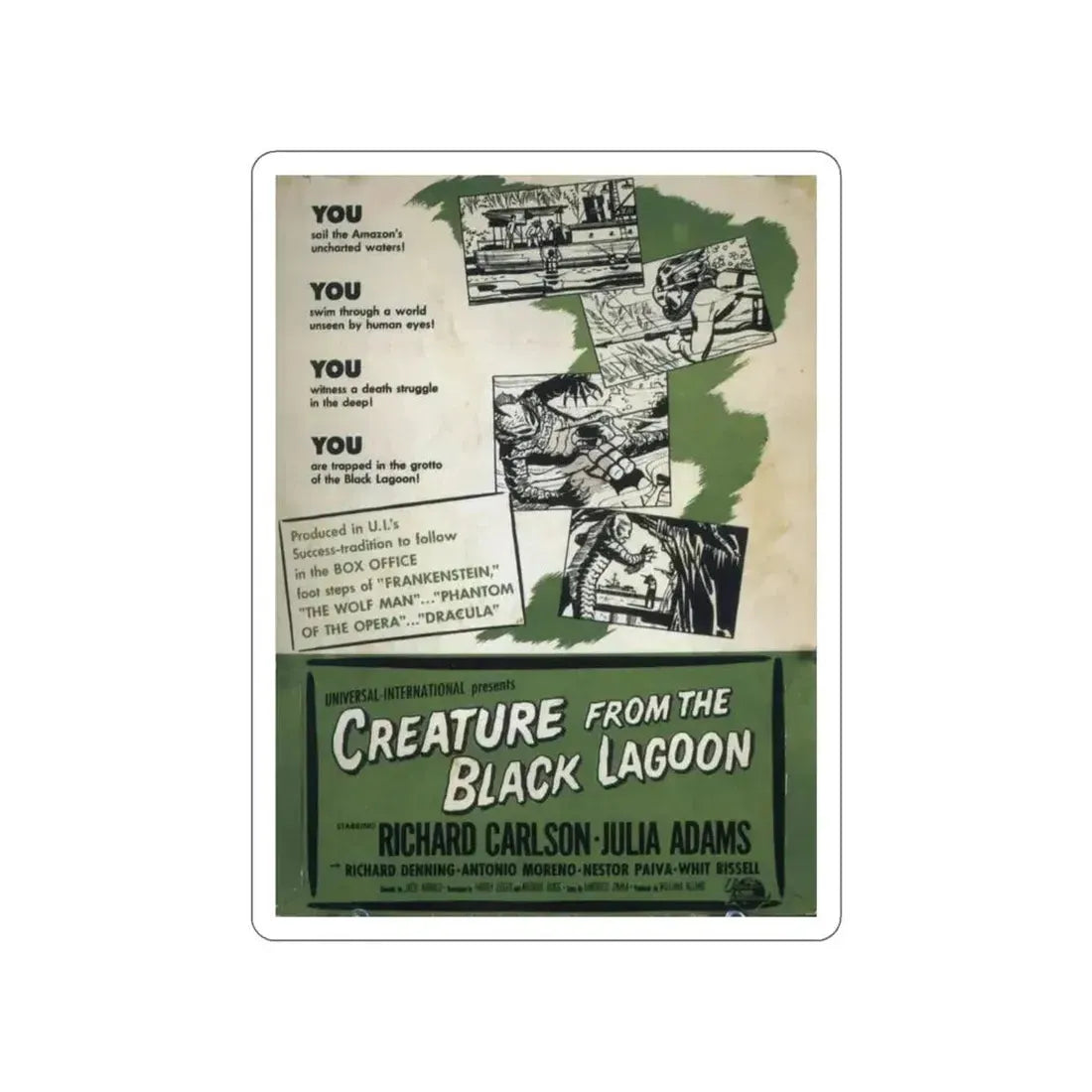 CREATURE FROM THE BLACK LAGOON (6) 1954 Movie Poster STICKER Vinyl Die-Cut Decal - The Sticker Space