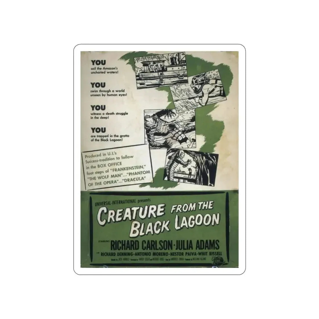 CREATURE FROM THE BLACK LAGOON (6) 1954 Movie Poster STICKER Vinyl Die-Cut Decal - The Sticker Space