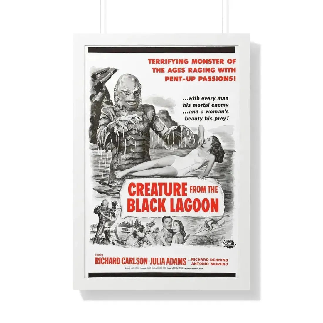 CREATURE FROM THE BLACK LAGOON (8) 1954 - Framed Movie Poster 20" x 30" White - The Sticker Space