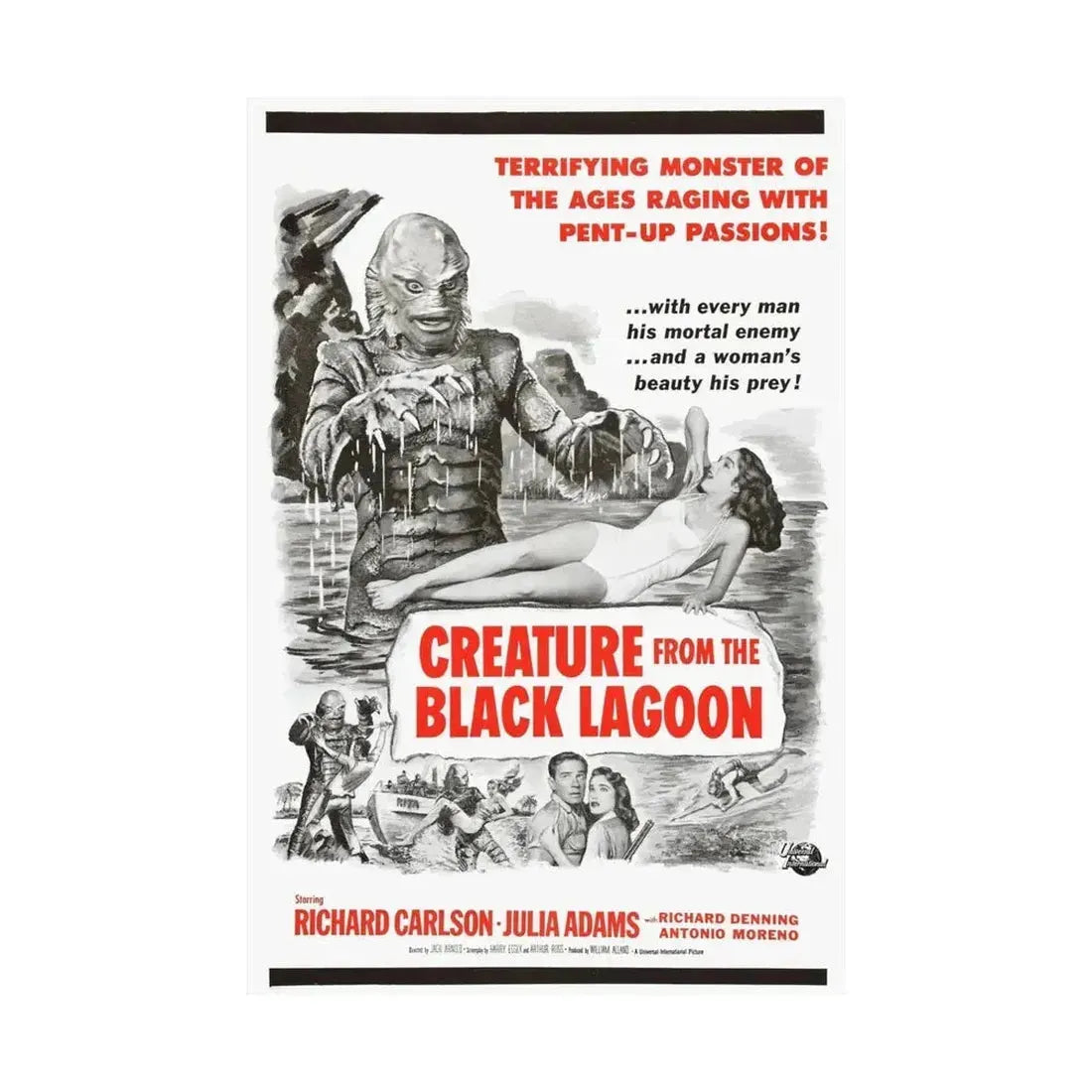 CREATURE FROM THE BLACK LAGOON (8) 1954 - Paper Movie Poster - The Sticker Space