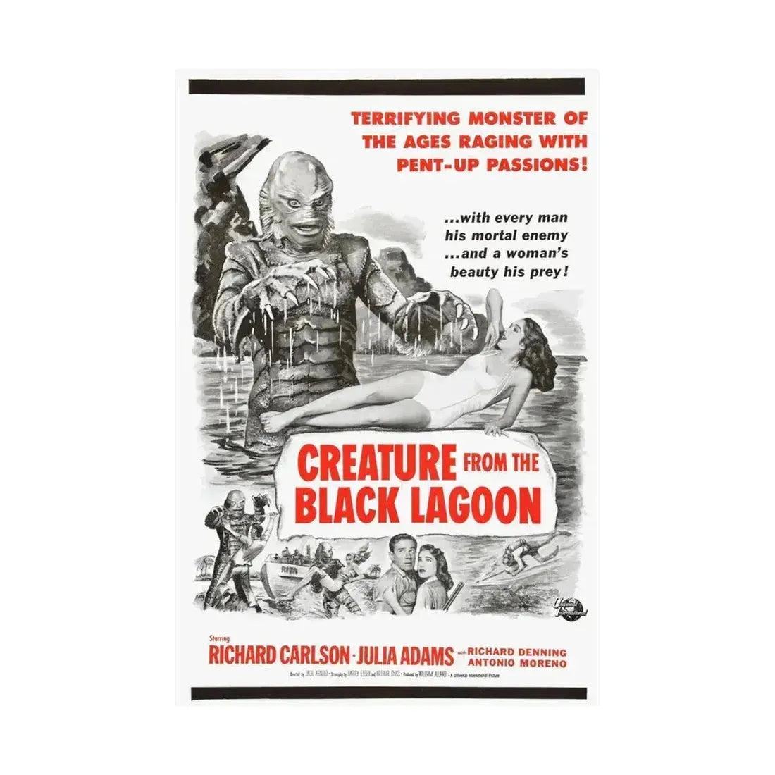 CREATURE FROM THE BLACK LAGOON (8) 1954 - Paper Movie Poster - The Sticker Space