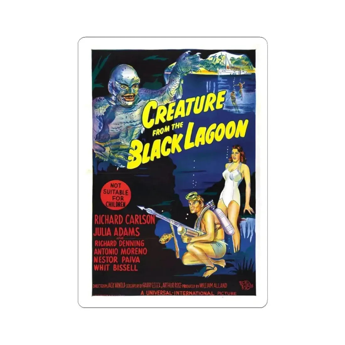 CREATURE FROM THE BLACK LAGOON (9) 1954 Movie Poster - STICKER Vinyl Kiss-Cut Decal 3 Inch White - The Sticker Space