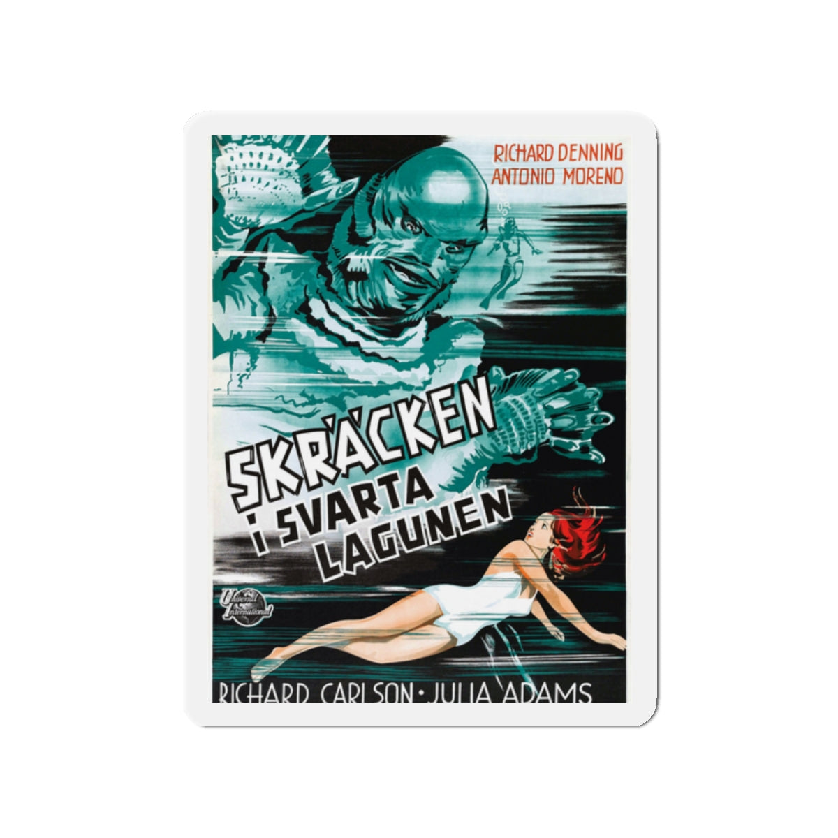 CREATURE FROM THE BLACK LAGOON (FOREIGN) 1954 Movie Poster - Die-Cut Magnet-2" x 2"-The Sticker Space