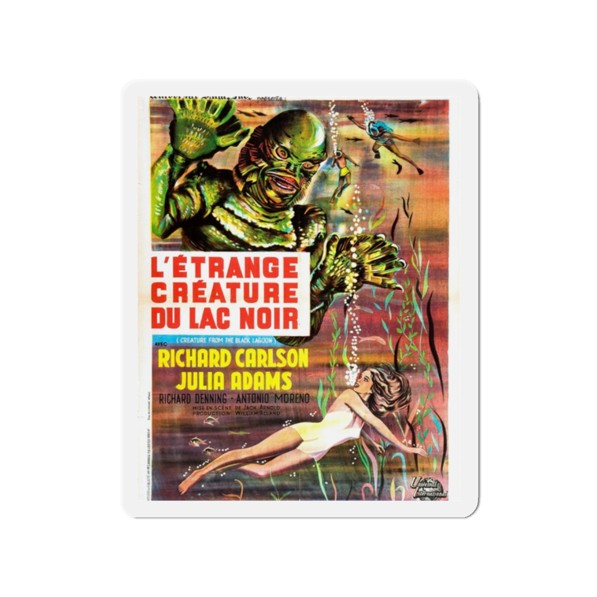 CREATURE FROM THE BLACK LAGOON (FRENCH) 2 1954 Movie Poster - Die-Cut Magnet-2" x 2"-The Sticker Space