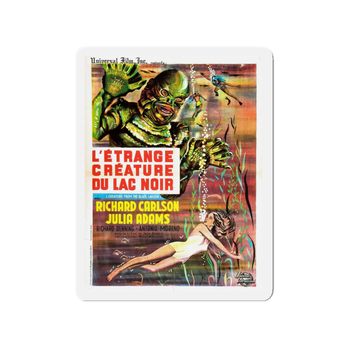 CREATURE FROM THE BLACK LAGOON (FRENCH) 2 1954 Movie Poster - Die-Cut Magnet-3" x 3"-The Sticker Space