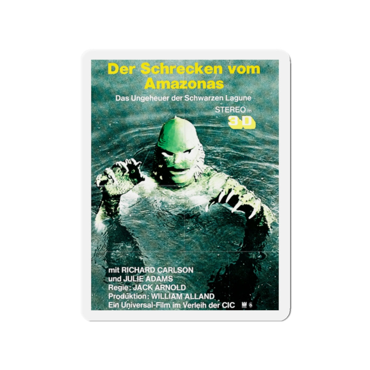 CREATURE FROM THE BLACK LAGOON (GERMAN) 1954 Movie Poster - Die-Cut Magnet-2" x 2"-The Sticker Space