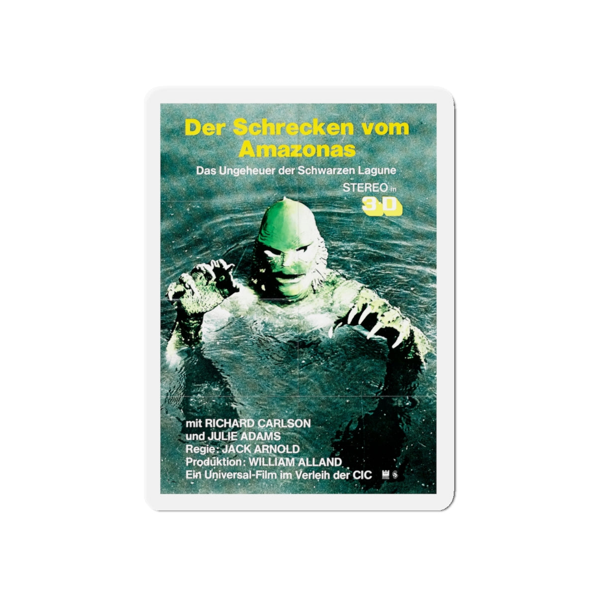 CREATURE FROM THE BLACK LAGOON (GERMAN) 1954 Movie Poster - Die-Cut Magnet-5" x 5"-The Sticker Space