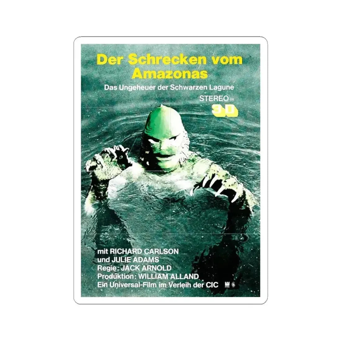 CREATURE FROM THE BLACK LAGOON (GERMAN) 1954 Movie Poster - STICKER Vinyl Kiss-Cut Decal 4 Inch White - The Sticker Space