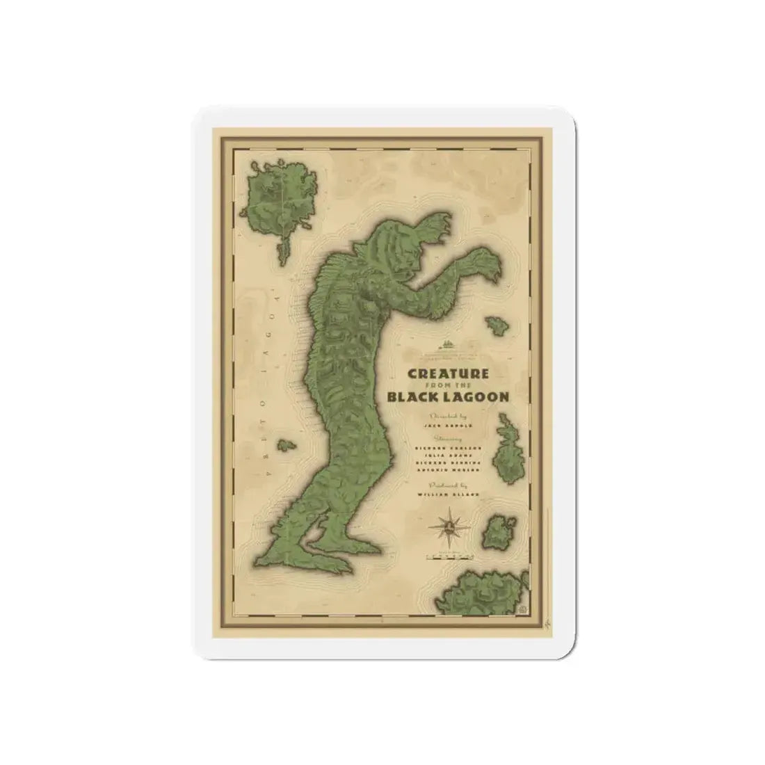 CREATURE FROM THE BLACK LAGOON (MONDO) 1954 Movie Poster - Refrigerator Magnet 4 Inch - The Sticker Space