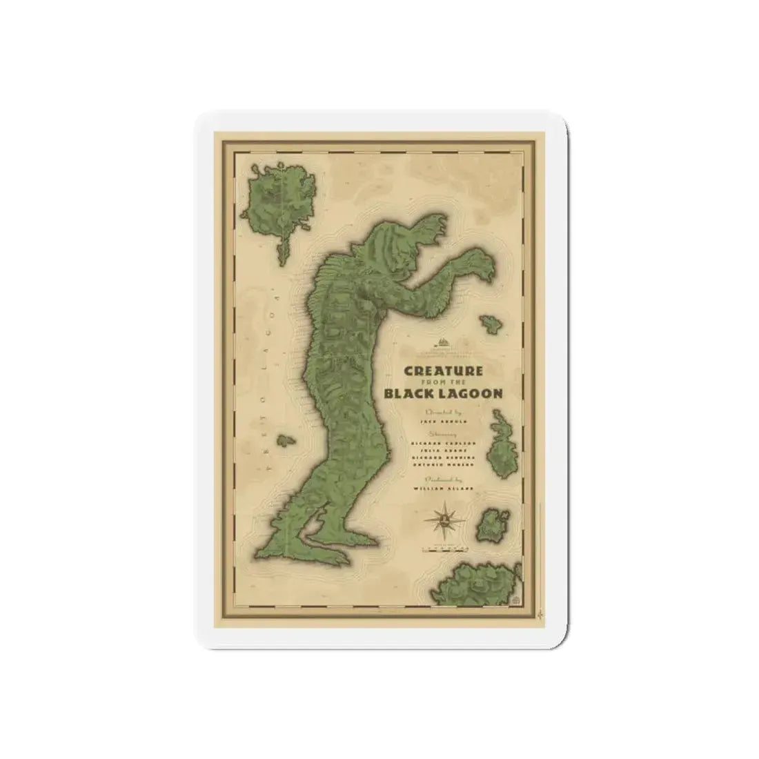 CREATURE FROM THE BLACK LAGOON (MONDO) 1954 Movie Poster - Refrigerator Magnet 5 Inch - The Sticker Space