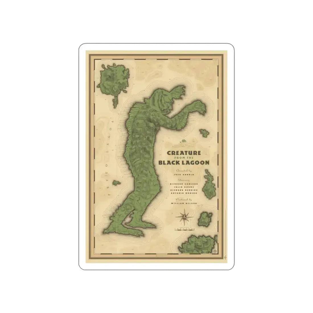 CREATURE FROM THE BLACK LAGOON (MONDO) 1954 Movie Poster STICKER Vinyl Die-Cut Decal 2 Inch - The Sticker Space