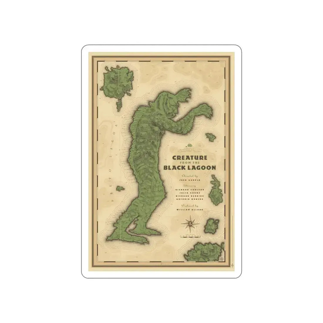 CREATURE FROM THE BLACK LAGOON (MONDO) 1954 Movie Poster STICKER Vinyl Die-Cut Decal 5 Inch - The Sticker Space