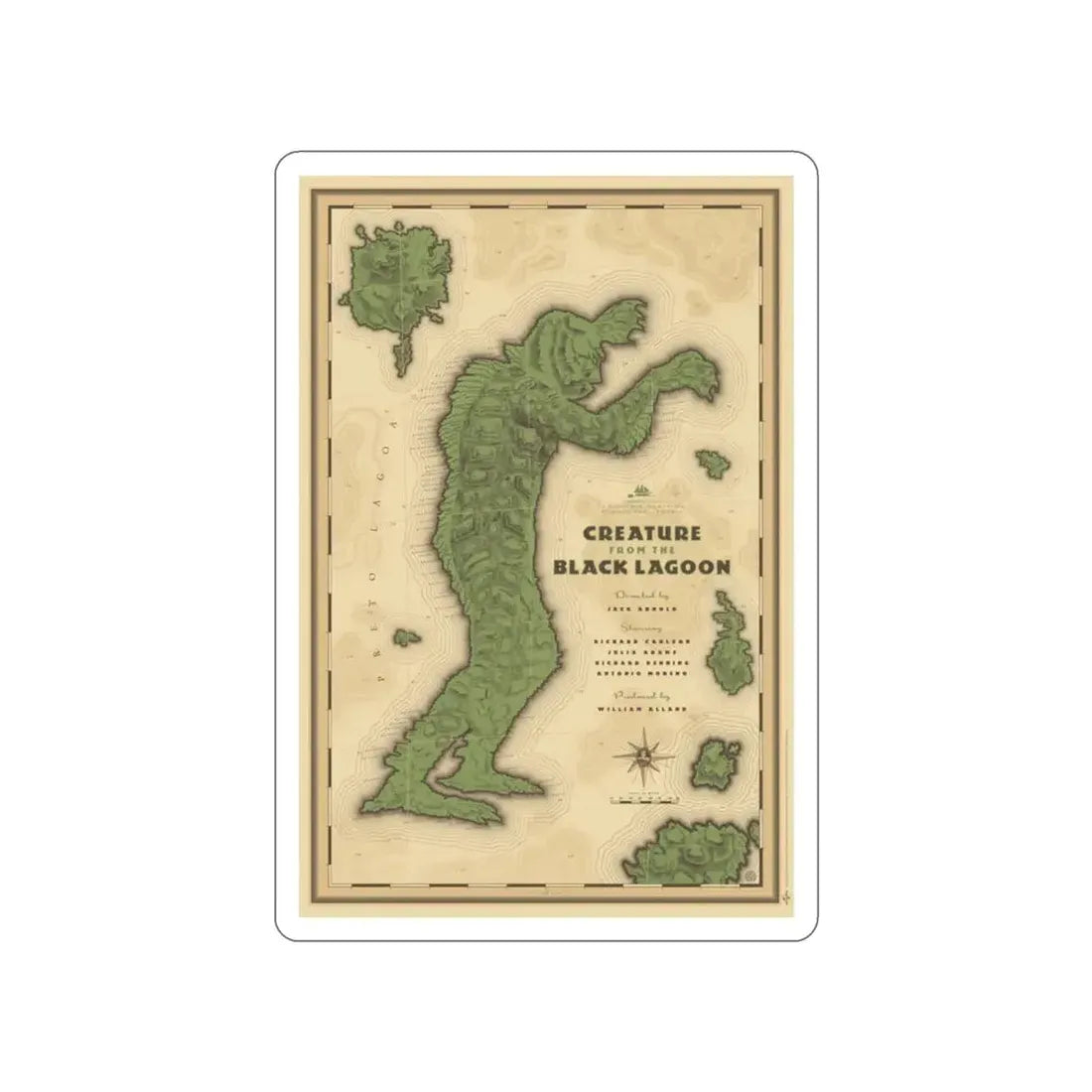 CREATURE FROM THE BLACK LAGOON (MONDO) 1954 Movie Poster STICKER Vinyl Die-Cut Decal - The Sticker Space