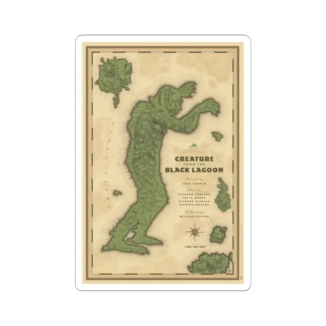 CREATURE FROM THE BLACK LAGOON (MONDO) 1954 Movie Poster - STICKER Vinyl Kiss-Cut Decal 2 Inch White - The Sticker Space