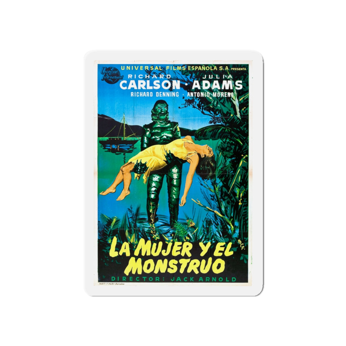 CREATURE FROM THE BLACK LAGOON (SPANISH) 1954 Movie Poster - Die-Cut Magnet-5" x 5"-The Sticker Space