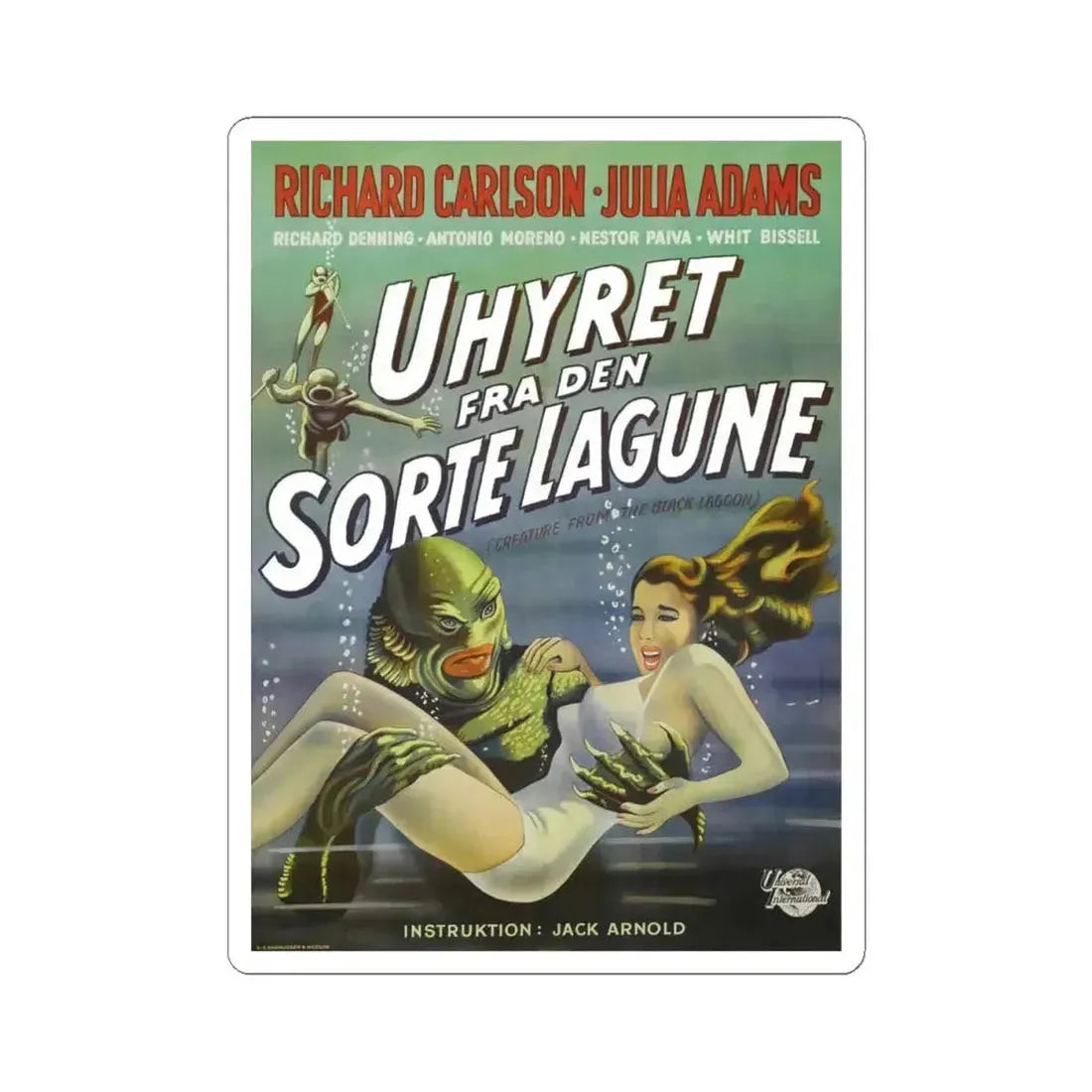 CREATURE FROM THE BLACK LAGOON (SWEDISH) 1954 Movie Poster - STICKER Vinyl Kiss-Cut Decal 4 Inch White - The Sticker Space