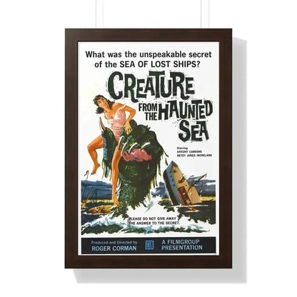 CREATURE FROM THE HAUNTED SEA 1961 - Framed Movie Poster 16″ x 24″ Walnut - The Sticker Space