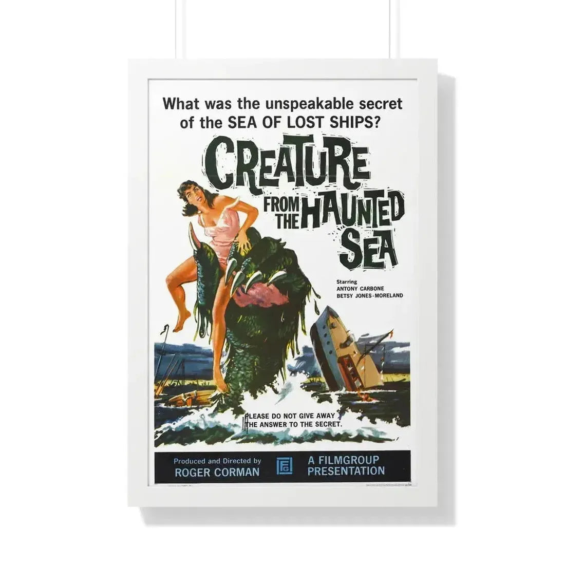 CREATURE FROM THE HAUNTED SEA 1961 - Framed Movie Poster 20" x 30" White - The Sticker Space